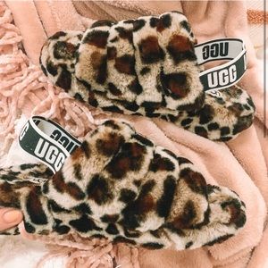 SOLD Leopard Platform Ugg Fluff Yeah Slipper